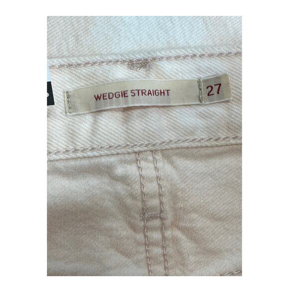 Levis Jeans Women 27x28 Premium Wedgie Straight Pink Button Fly High Rise‎ Big E - Picture 12 of 16